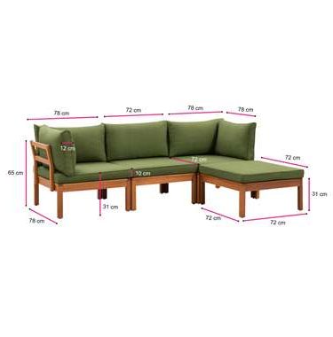 Le Sud modulaire loungeset Orleans - groen - 4-delig - Leen Bakker