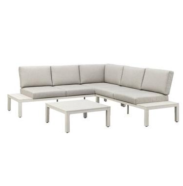 Loungeset Aveyron - aluminium - zand - 81x240x240 cm - Leen Bakker