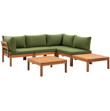 Le Sud modulaire loungeset Orleans V1 - groen - 6-delig - Leen Bakker