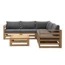 Loungeset Clermont Brest - FSC-hout - donkergrijze kussens - 6-delig - Leen Bakker