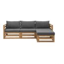 Loungeset Clermont Brest - FSC-hout - donkergrijze kussens - 4-delig - Leen Bakker