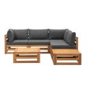 Loungeset Clermont Brest - FSC-hout - donkergrijze kussens - 6-delig - V2 - Leen Bakker