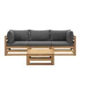 Loungeset Clermont Brest - FSC-hout - donkergrijze kussens - 4-delig - V2 - Leen Bakker