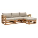 Loungeset Clermont Brest - FSC-hout - zandkleurige kussens - 4-delig - Leen Bakker