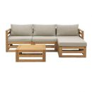 Loungeset Clermont Brest - FSC-hout - zandkleurige kussens - 5-delig - Leen Bakker