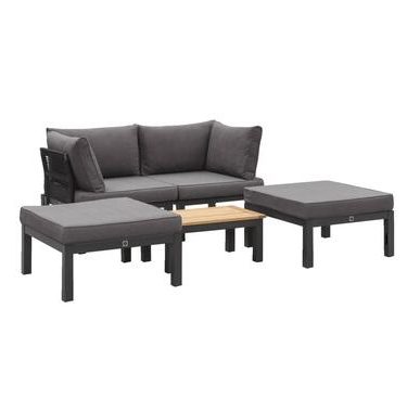 Le Sud modulaire loungeset Ardeche met kussens Brest - Grijs - 5-delig - Leen Bakker