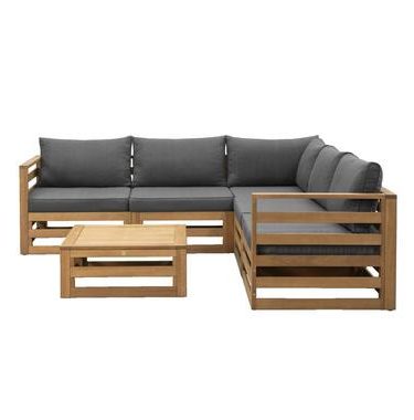 Loungeset Clermont Brest - donkergrijze kussens - 6-delig - Leen Bakker