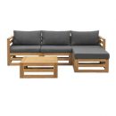 Loungeset Clermont Brest - donkergrijze kussens - 5-delig - Leen Bakker