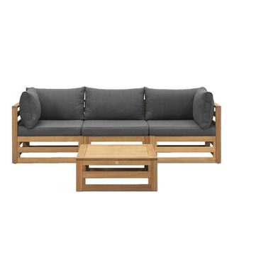 Loungeset Clermont Brest - donkergrijze kussens - 4-delig - V2 - Leen Bakker