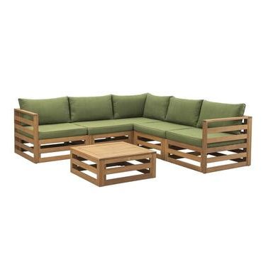 Loungeset Clermont Brest - donkergroene kussens - 6-delig - Leen Bakker