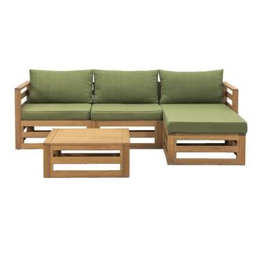 Loungeset Clermont Brest - donkergroene kussens - 5-delig - Leen Bakker